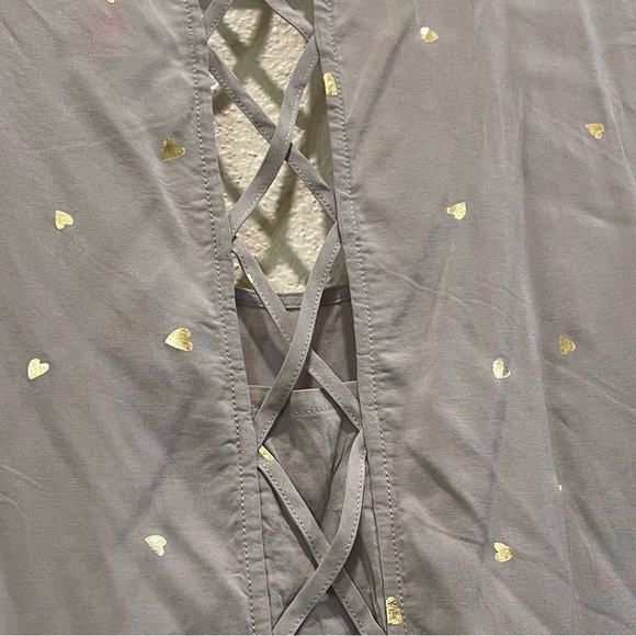 TORRID TAUPE HEARTS CHALLIS LATTICE BACK SLEEVELESS TUNIC TANK 3X - Picture 7 of 10